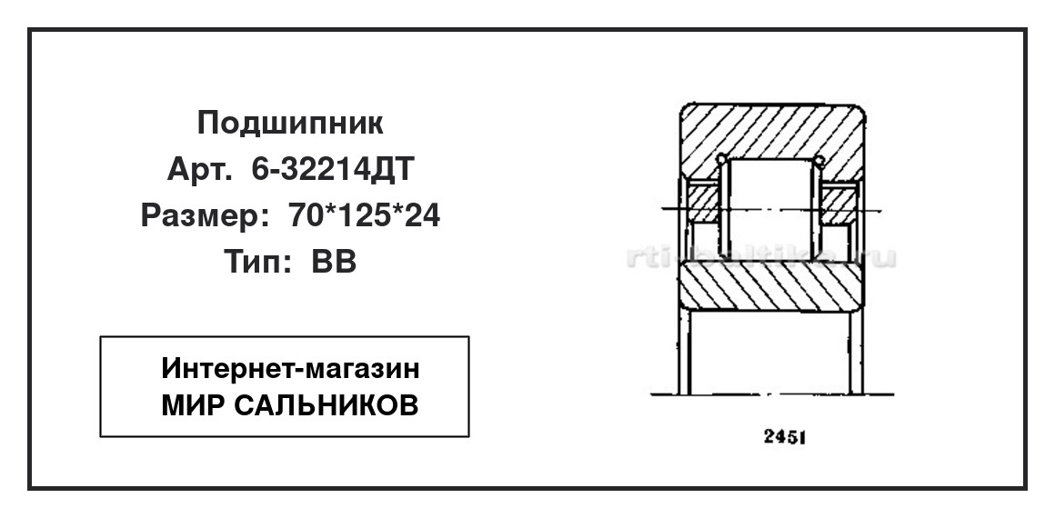 Нажмите для увеличения изображения Подшипник роликовый радиальный однорядный Подшипник роликовый радиальный однорядный 4 ГПЗ 70*125*24 - изображение 2